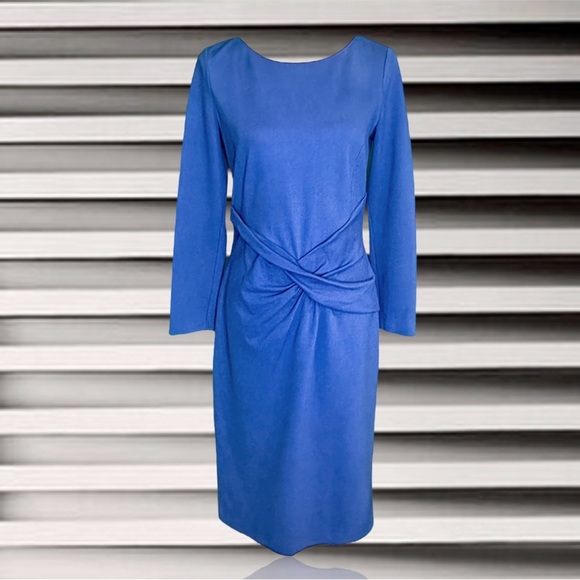 NWOT Armani Collezioni Violet Blue / Purple Twist Front Knit Midi Dress Size 10
